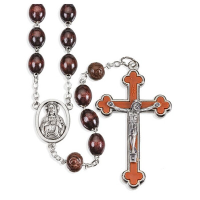 1701bnbx Brown Wood Rosary 