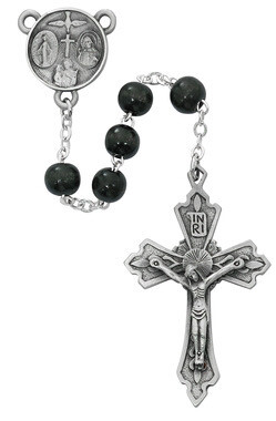 7MM BLACK ROUND WOOD ROSARY