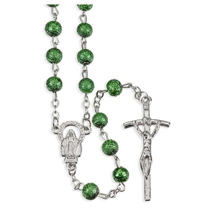 Hammered Green Rosary 6mm