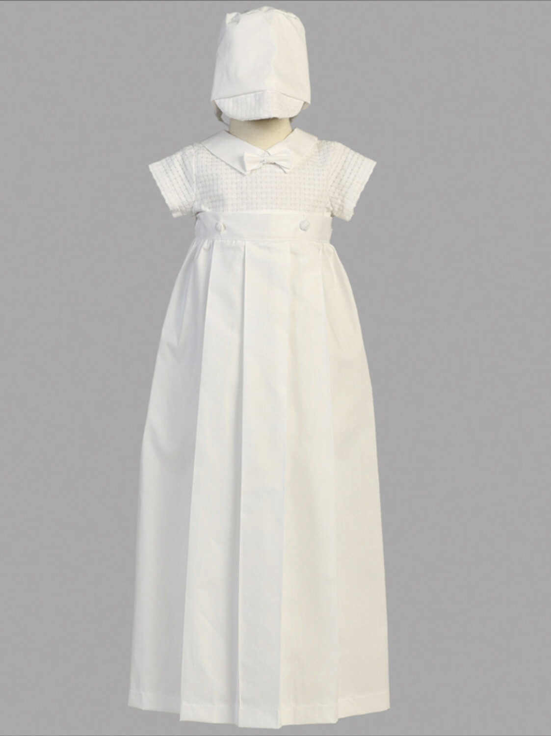 Mason - Cotton Baptism Romper with Hat and Detachable Gown