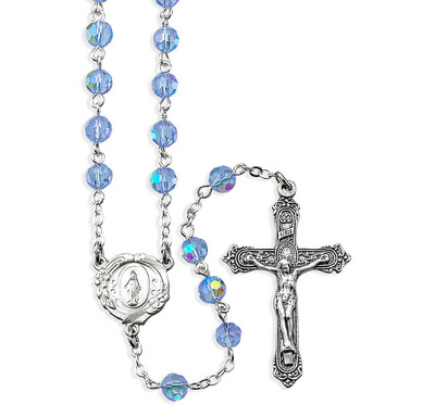 6mm Alexandrite Rosary with a Deluxe Center and Crucifix Boxed
