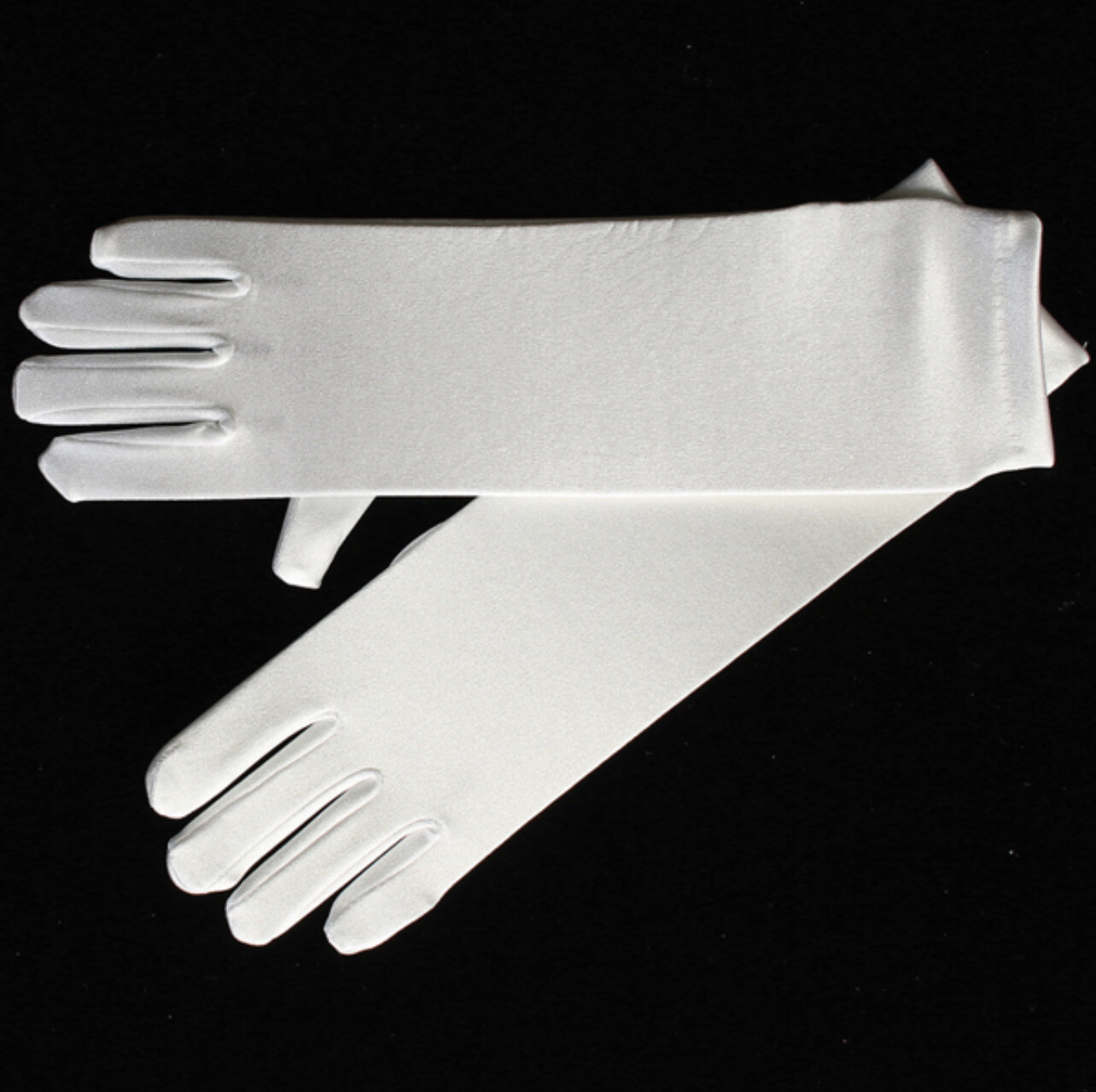 Long White Satin Gloves