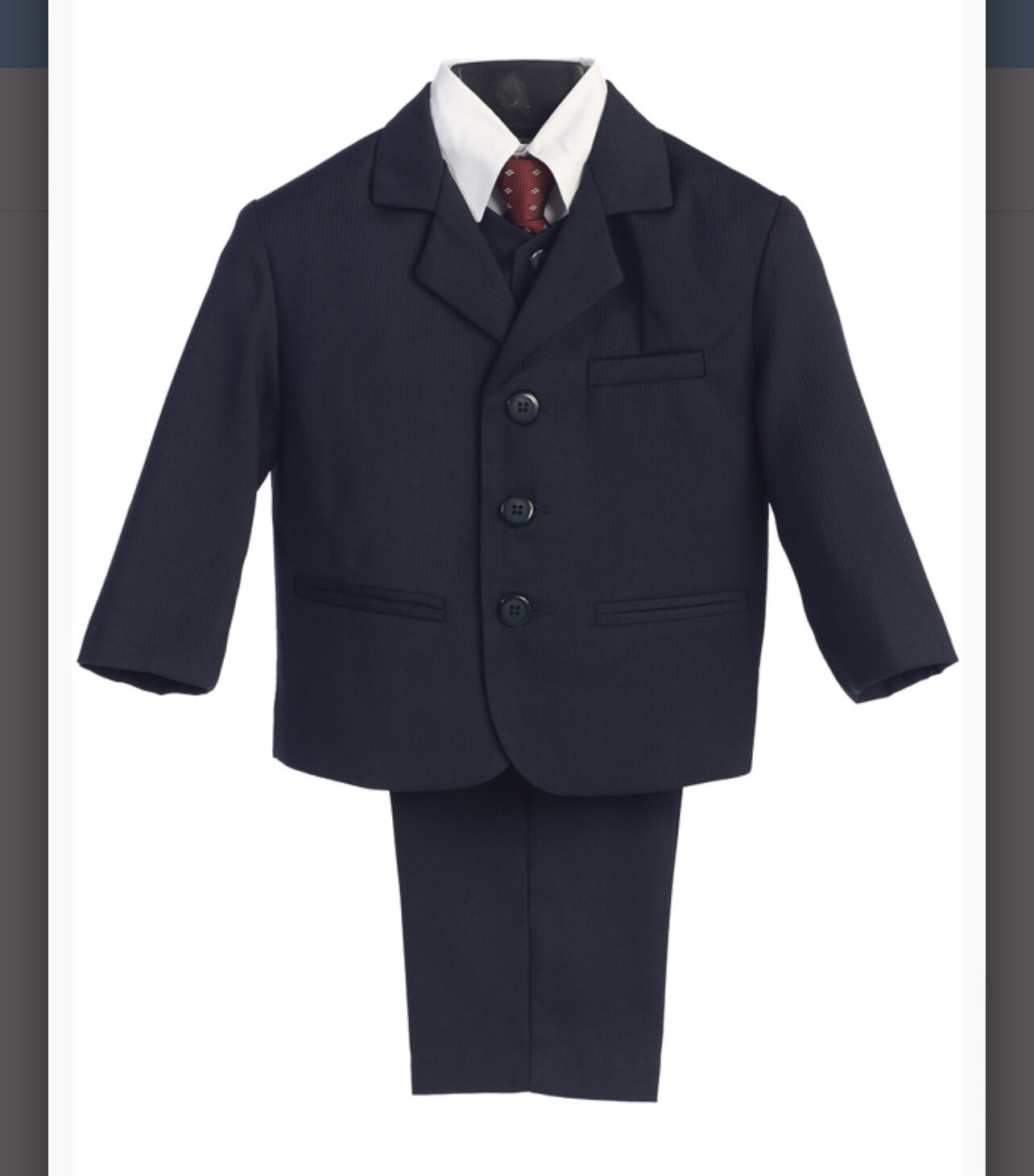 Boys 5 Piece Pin Striped Suit 3720-Navy