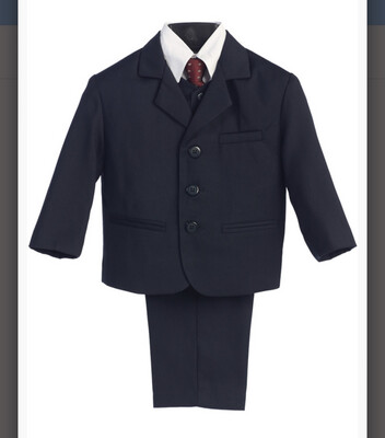 Boys 5 Piece Pin Striped Suit 3720-Navy