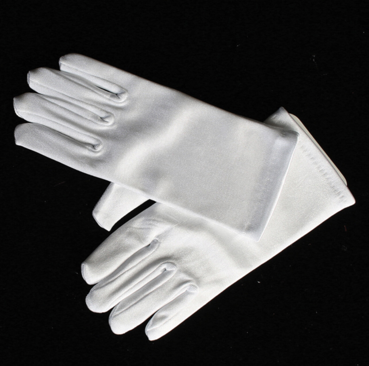 Short White Satin Gloves