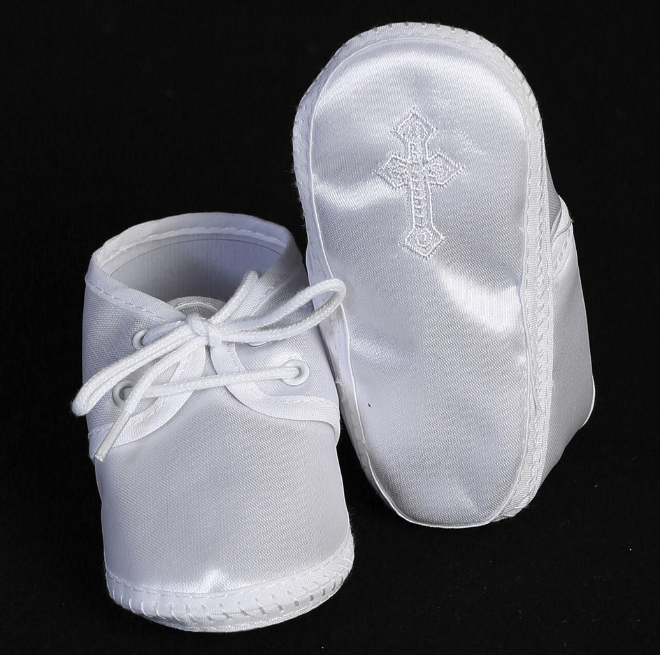 Satin bootie with Embroidered cross