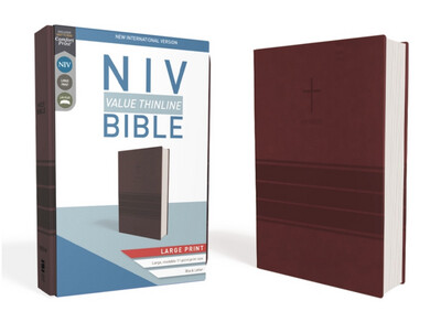 NIV, Value Thinline Bible, Large Print, Imitation Leather, Burgundy (Special) - Large Print