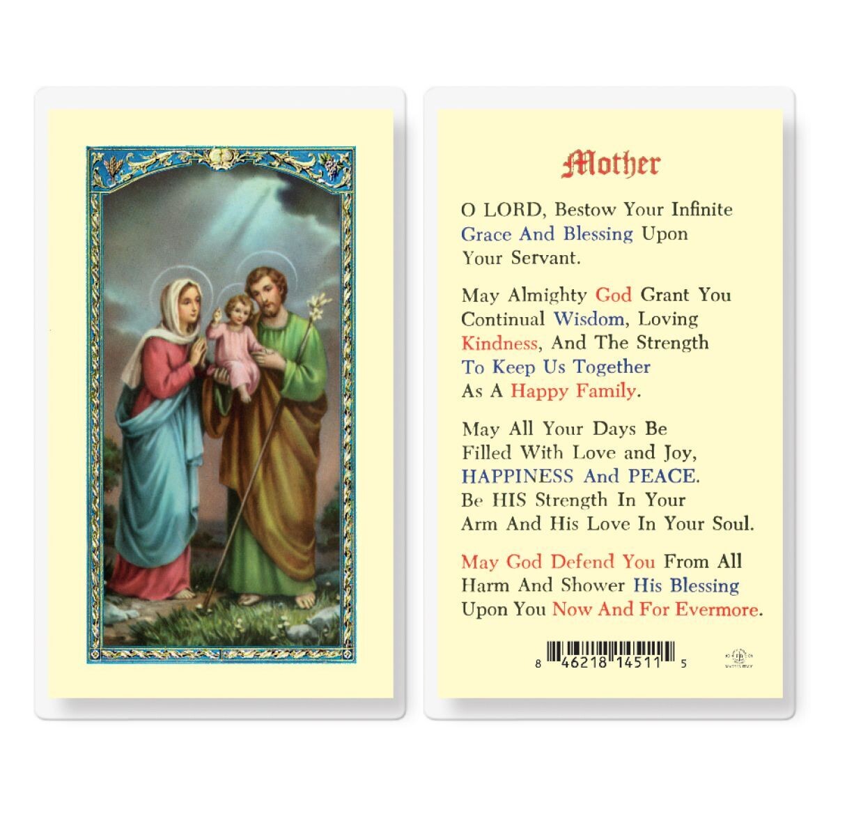 Prayer for Mother Laminated Holy Card
