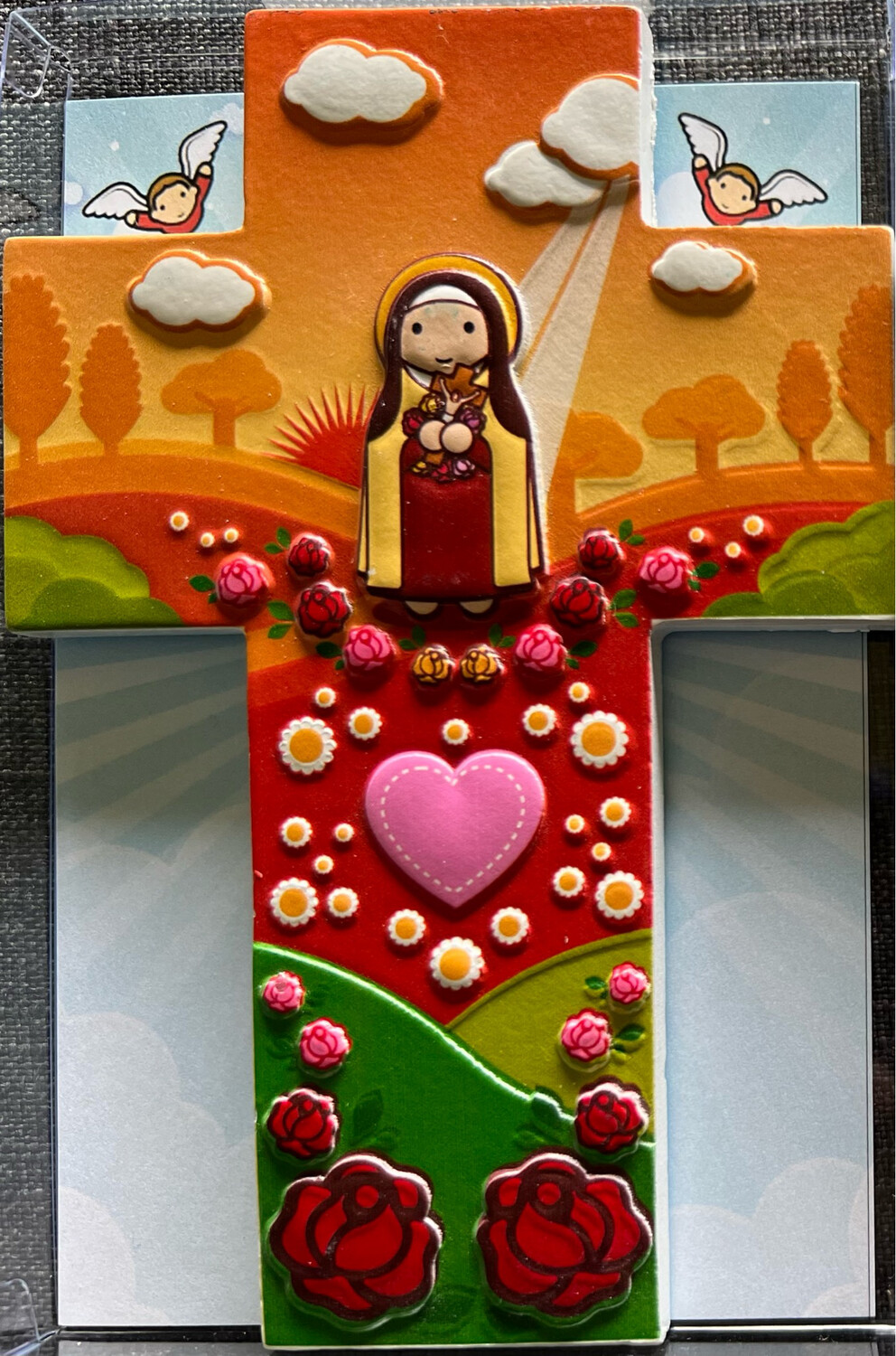 Resin Wall Cross St Therese Little Drops