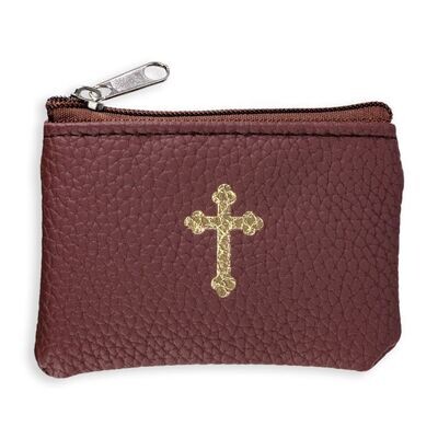 Dark Brown Calf-Grained Rosary Pouch