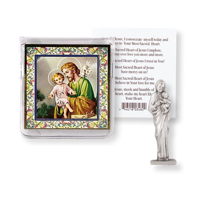 Saint Joseph Pocket Statue with Holy Card in a Clear Pouch