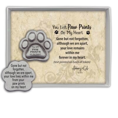 Memorial Gift Pocket Token Paw Prints on My Heart in Box