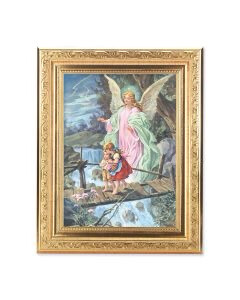 8 1/4" x 10 1/4" Gold Ornate Frame with a 6" x 8" Guardian Angel Print