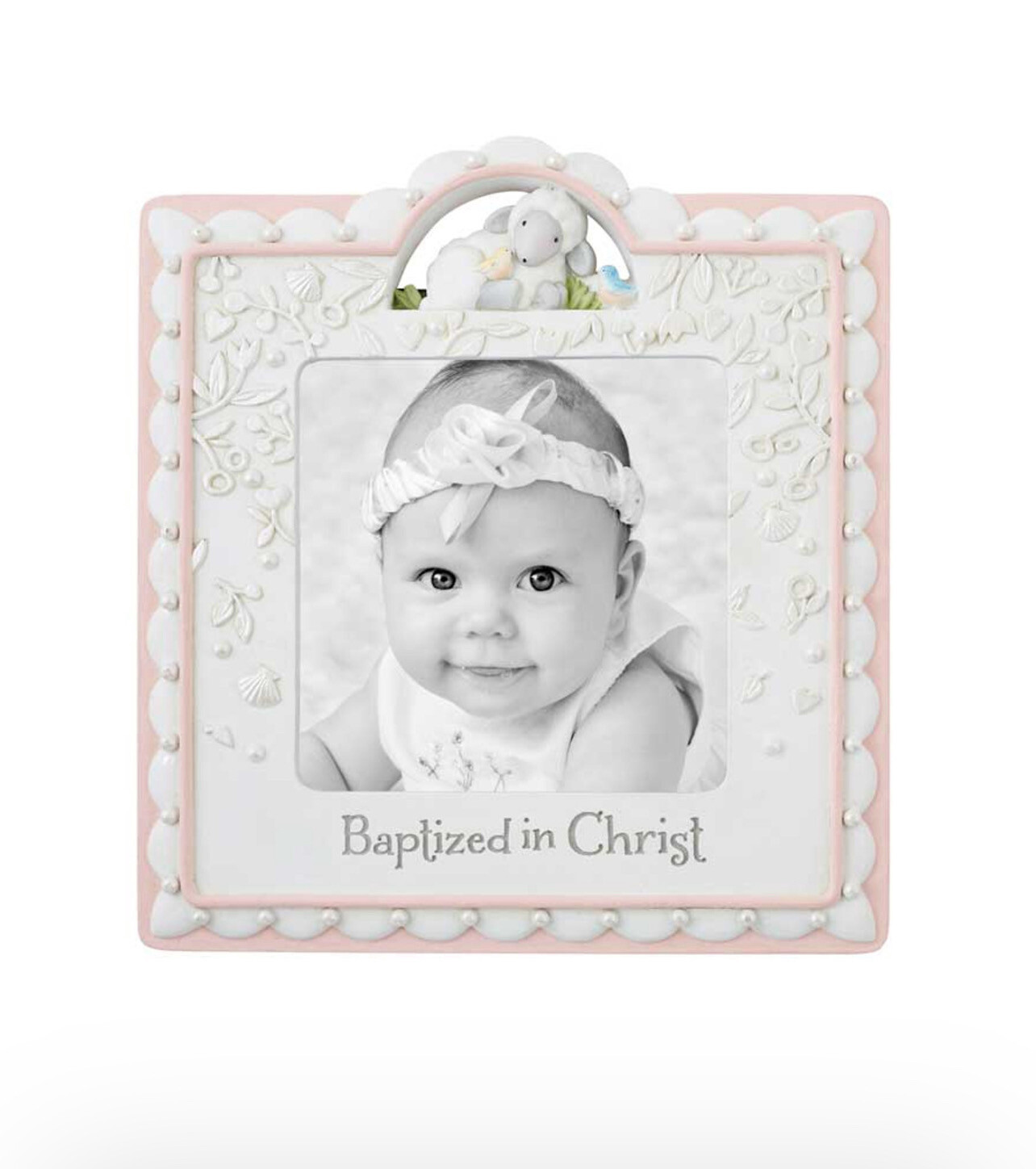 Baptism Frame Pink 4x4 D3084