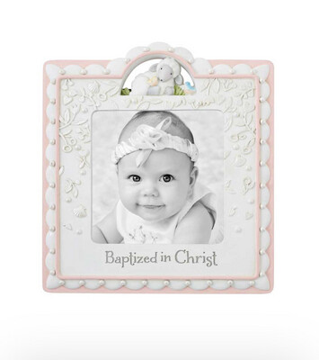 Baptism Frame Pink 4x4 D3084