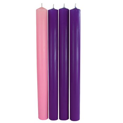 Advent candles 1 1/2 X 15” 51% purple/pink