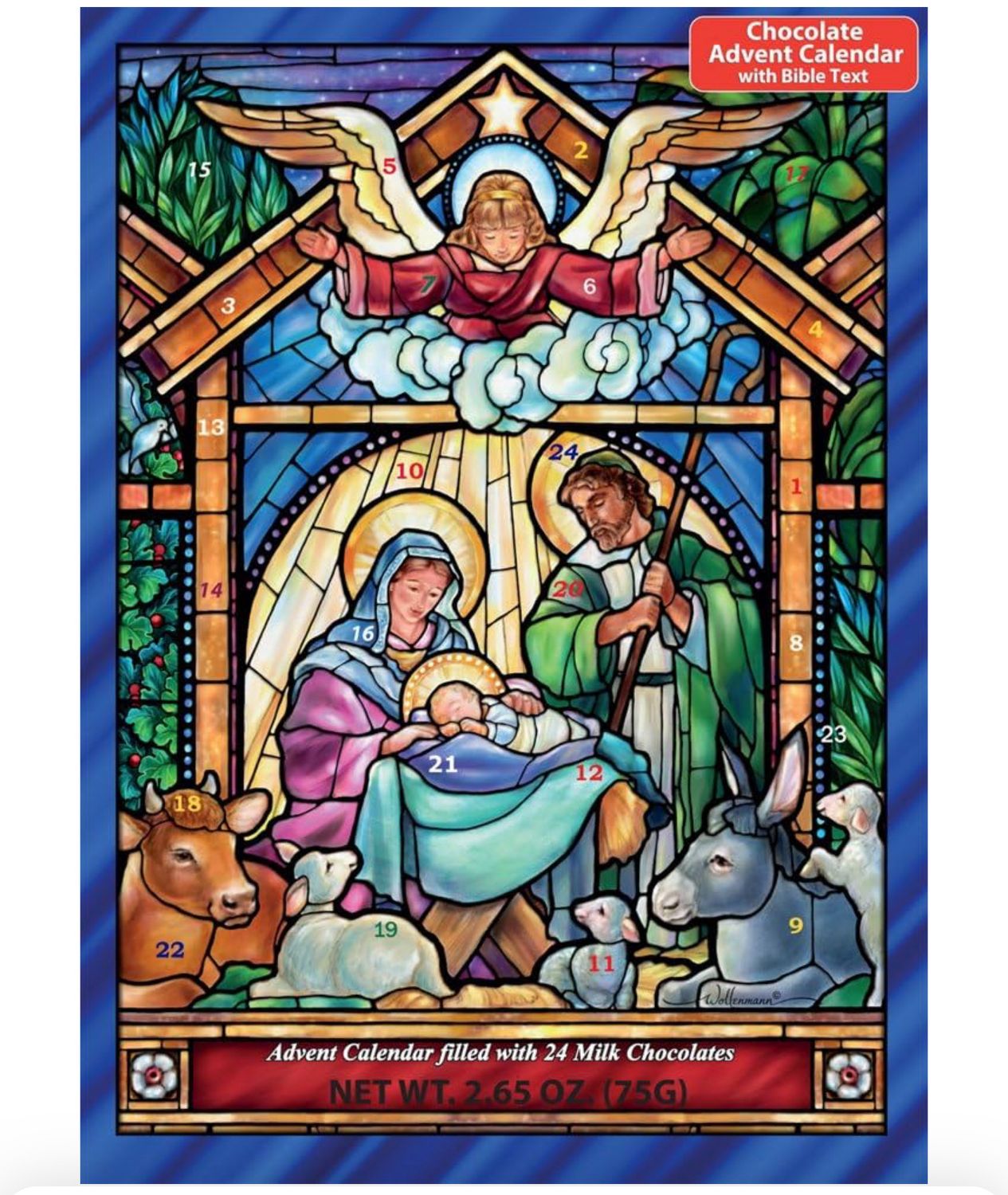 Stained Glass Nativity Chocolate Advent Calendar