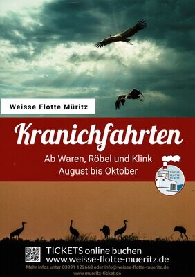 Kranichfahrten ab Waren Stadthafen mit der DS Europa von 18:30 - 21:30 Uhr
