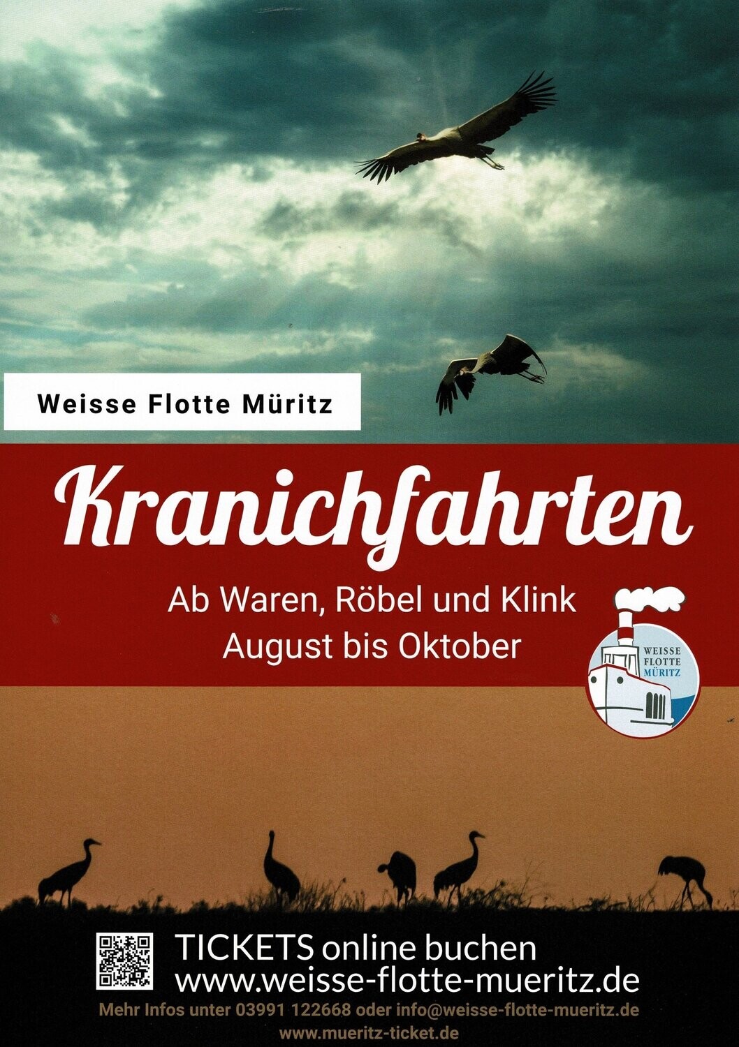 Kranichfahrten ab Klink Schloss von 19:00-21:00 Uhr Kranichfahrten ab Klink Schloss von 19:00-21:00 Uhr