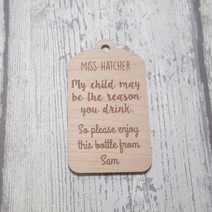 Thank You Teacher - Wood Veneer Bottle Tag