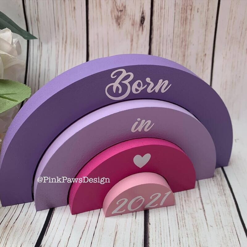 Personalised 'Born in…' four arch rainbow
