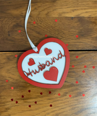 'Husband' Heart themed double layered hanging heart