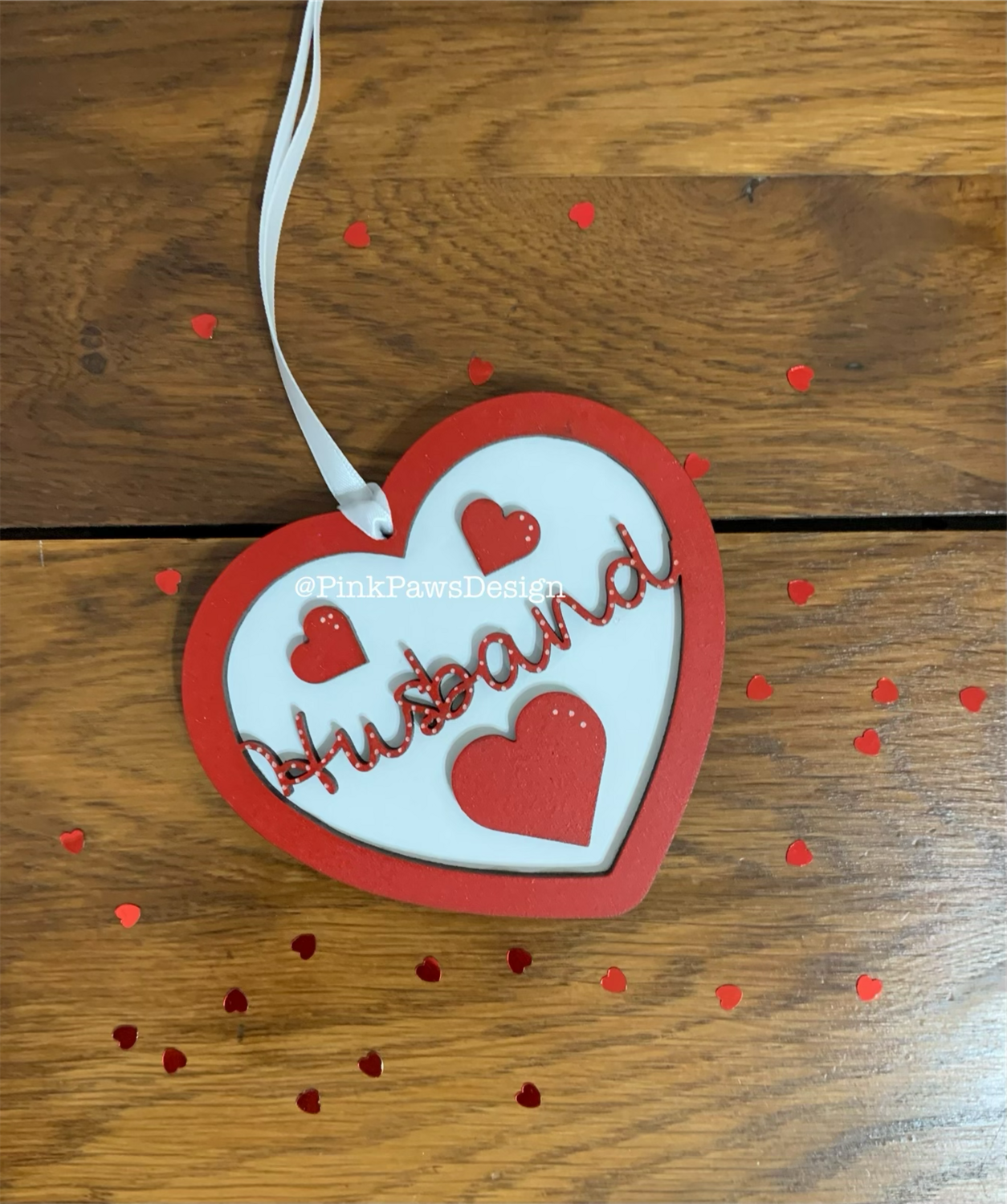 'Husband' Heart themed double layered hanging heart