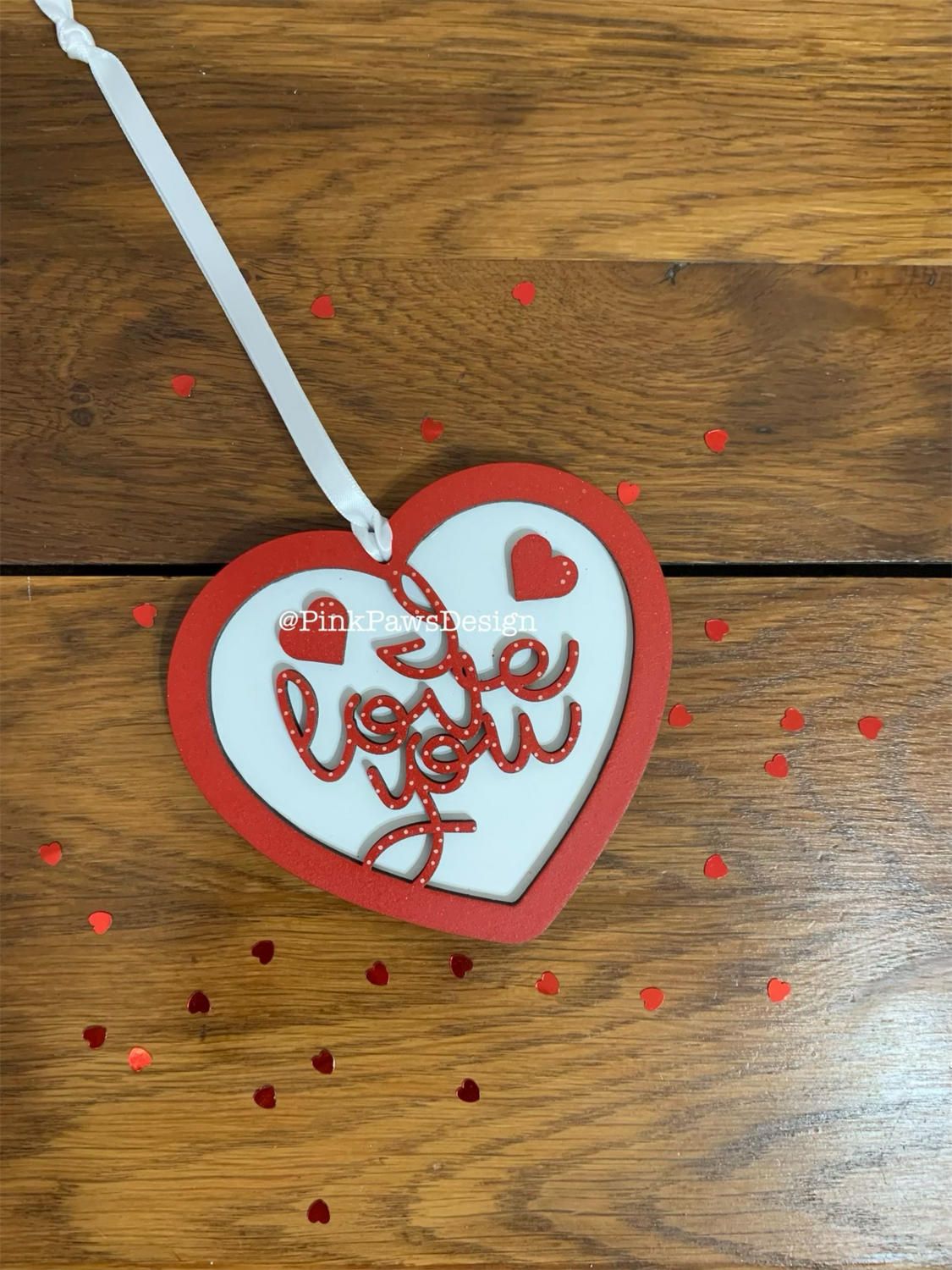 'I Love You' Heart themed double layered hanging heart
