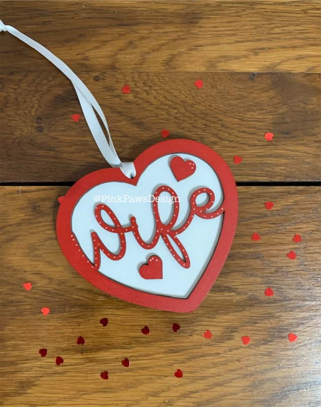 'Wife' Heart themed double layered hanging heart