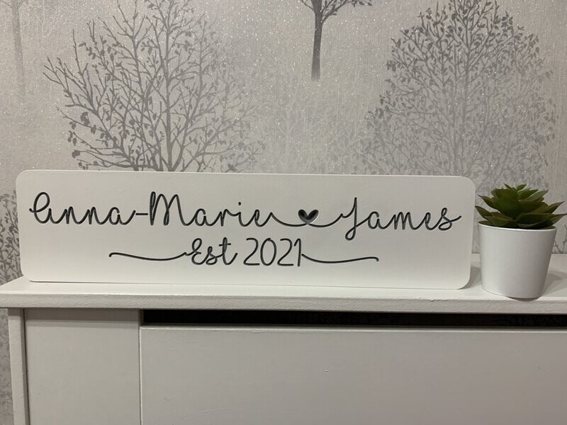 Personalised Names and Date freestanding plaque