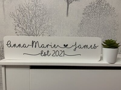 Personalised Names and Date freestanding plaque