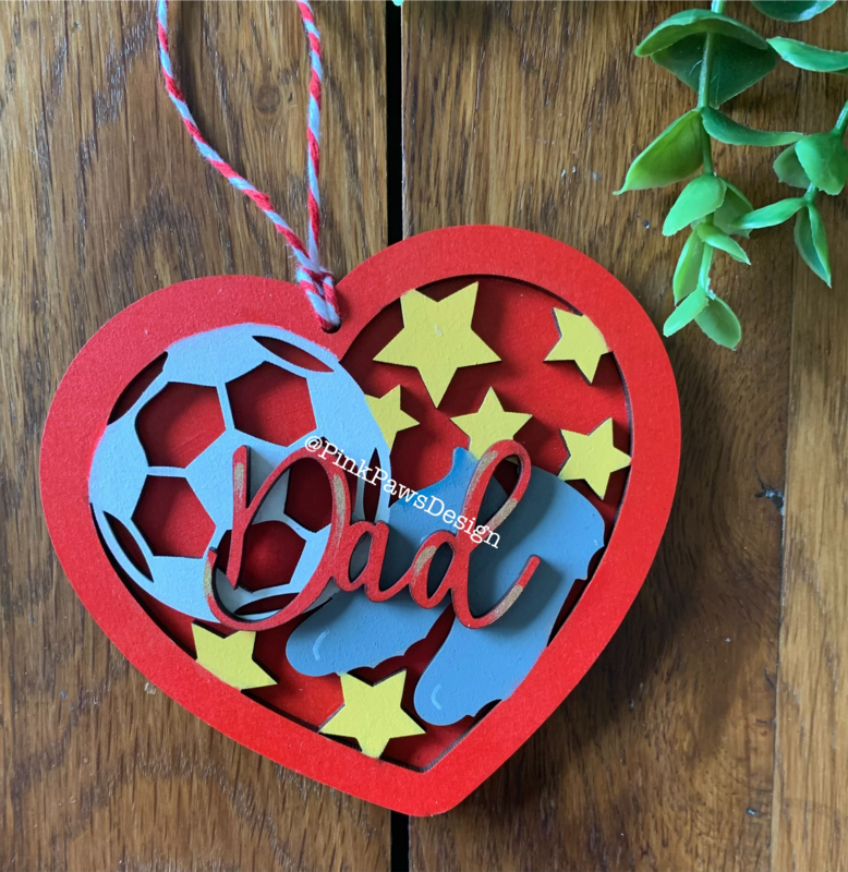 Dad Football Themed hanging heart