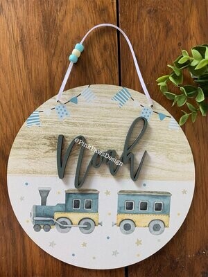 Personalised Circle Plaque - Train themed