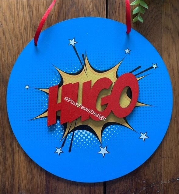 Personalised Circle Plaque - Superhero themed
