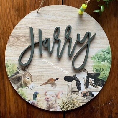 Personalised Circle Plaque - Farm themed