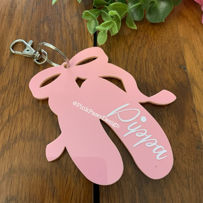 Personalised Ballet Shoe Bag Charm 