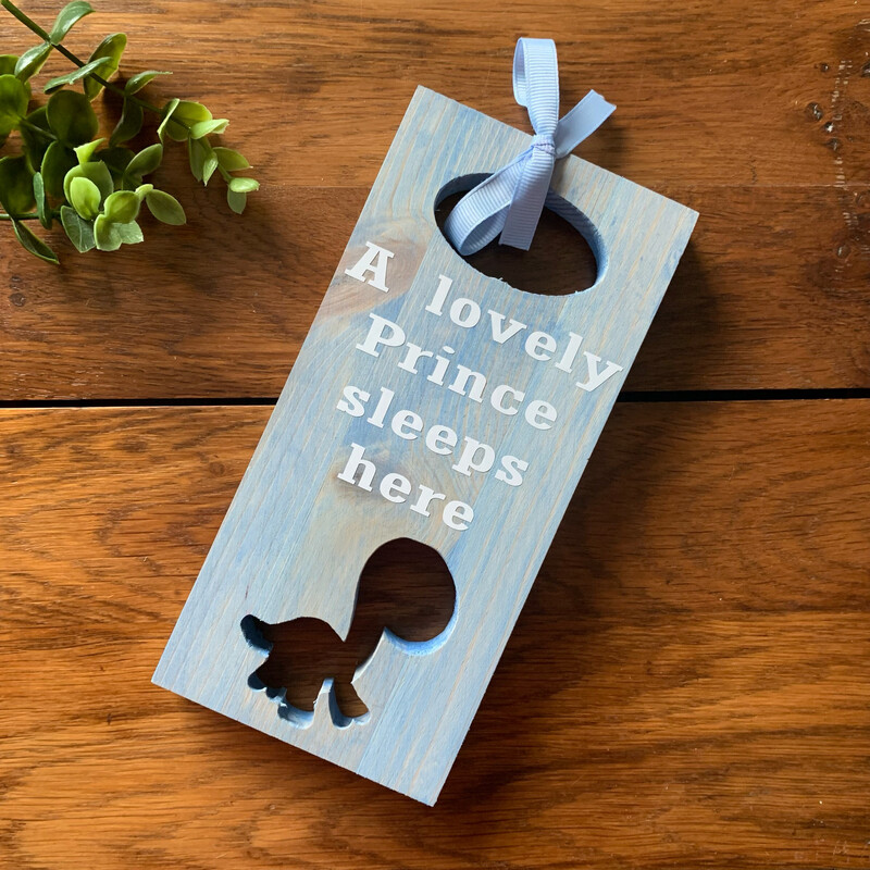 Hand Stained Dinosaur ‘A Lovely Prince Sleeps Here’ Door Hanger