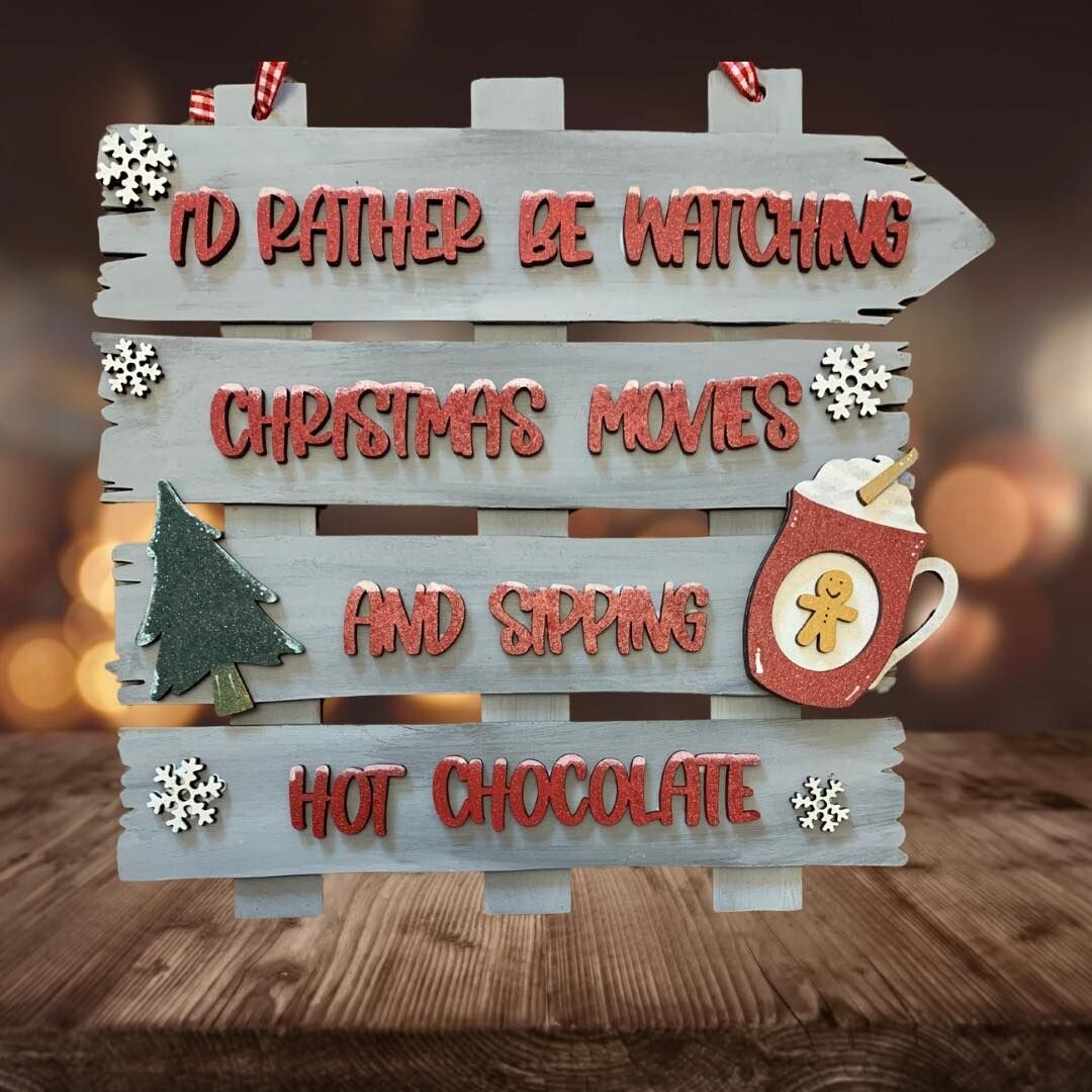 I'd rather be Christmas themed plaque