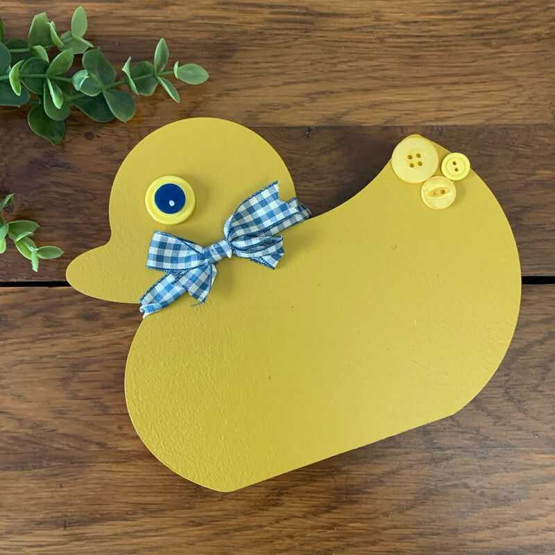 Hand painted Freestanding Duck with Ribbon