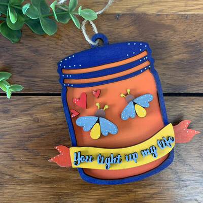 Hand painted Fireflies Hanging Jar - 'You light up my life'