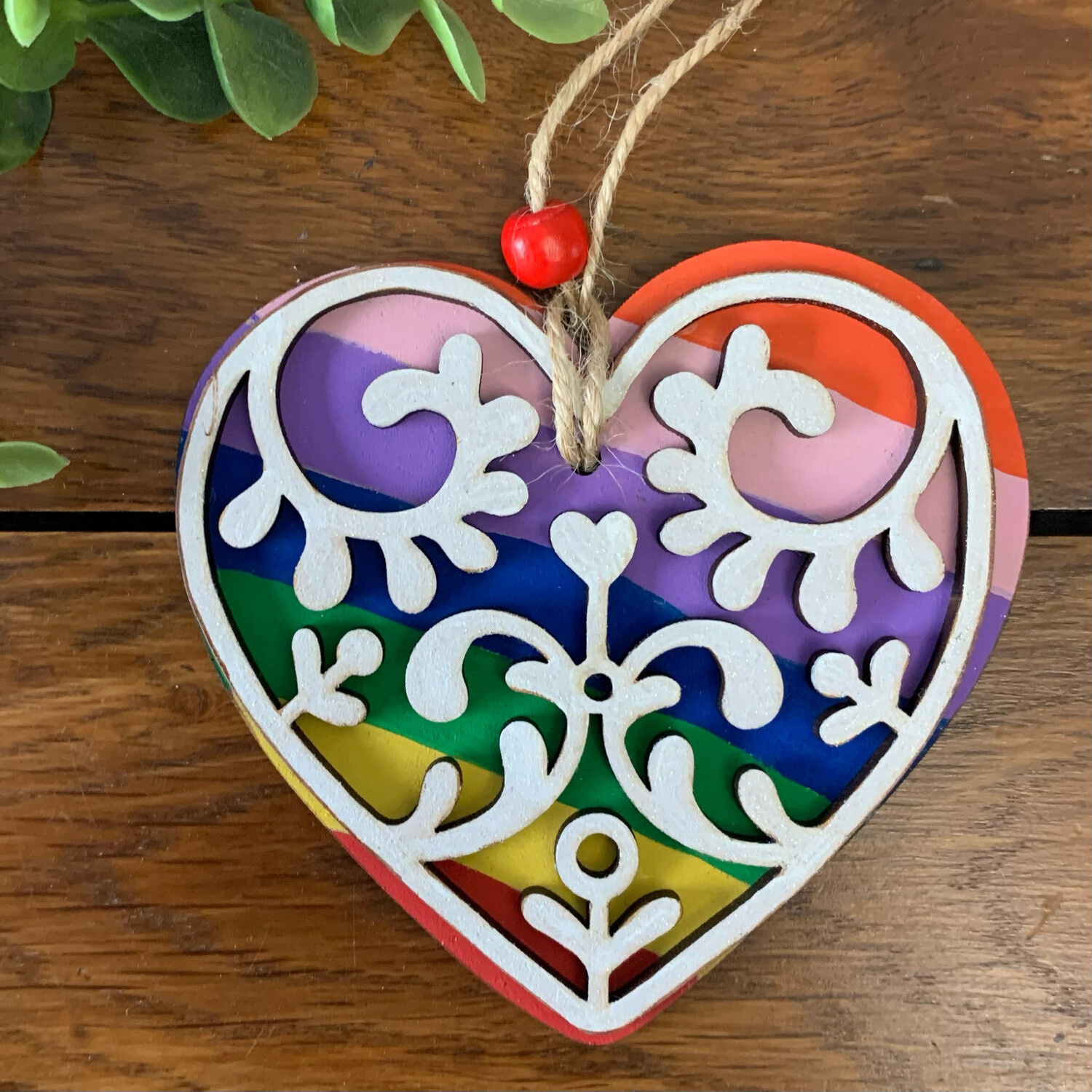 Rainbow Heart hanging decoration