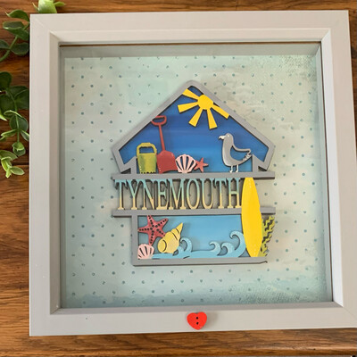 Hand painted 'Tynemouth' layered box frame