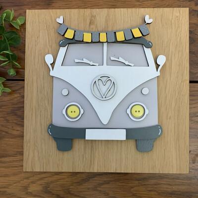 Large Campervan oak veneer plaque