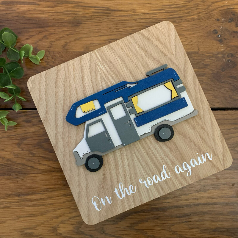 Motorhome ‘On The Road Again’ oak veneer plaque