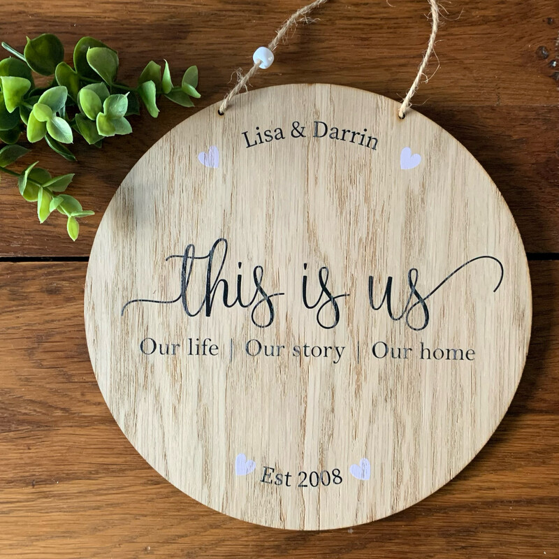 Personalised Oak Veneer Circle Plaque - This Is Us
