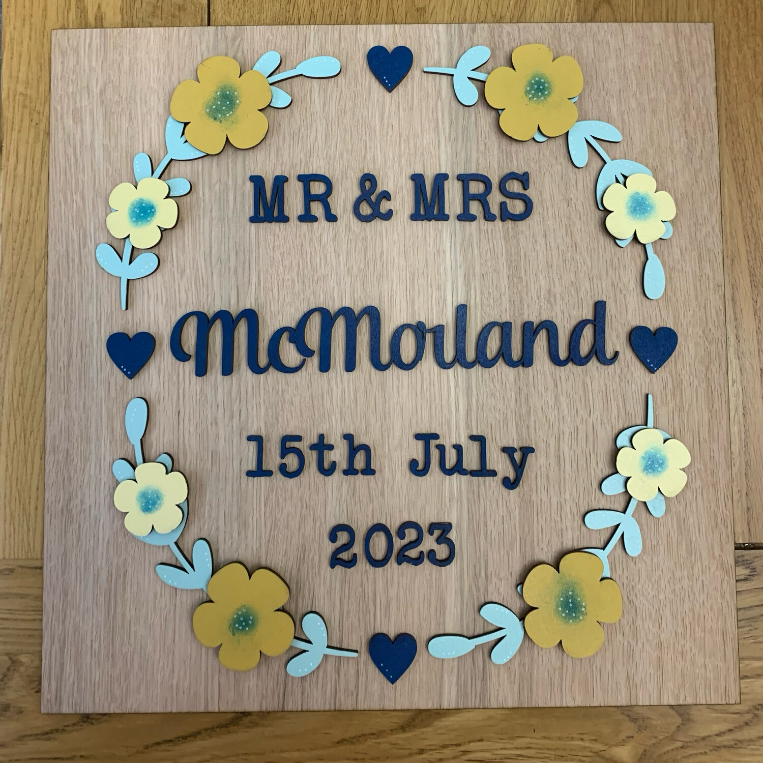 Personalised Floral Wedding Plaque