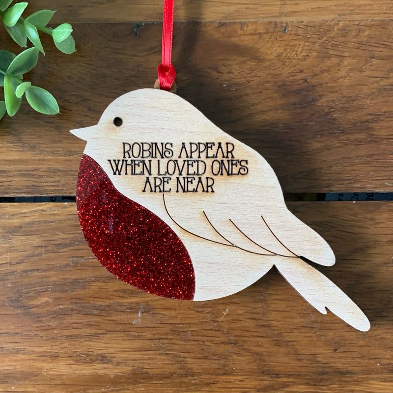 Engraved Robin - Robins Appear When Loved Ones Are Near