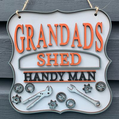 Personalised Grandads vintage style Shed Handyman plaque
