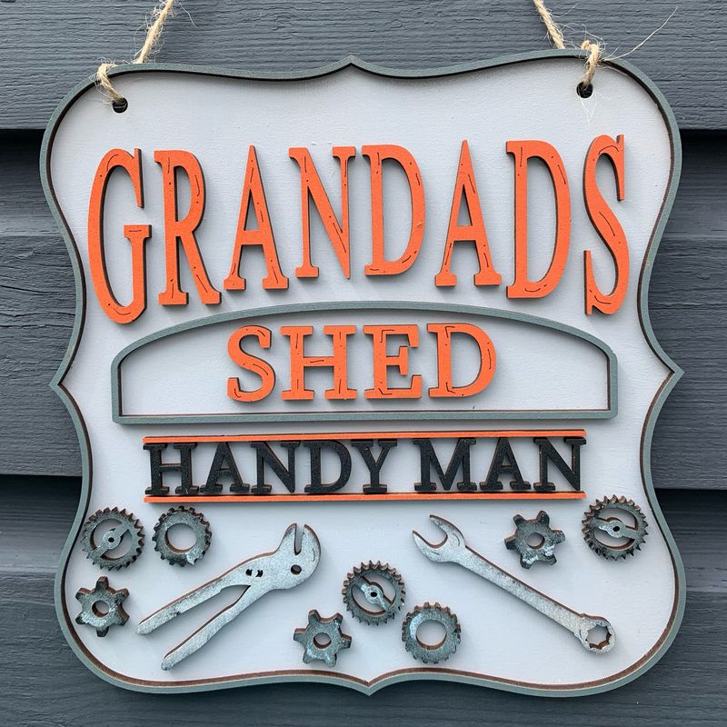 Personalised Grandads vintage style Shed Handyman plaque