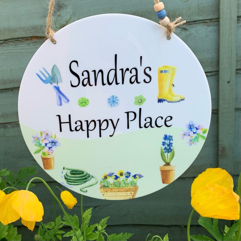 Personalised Gardening themed hanging plaque